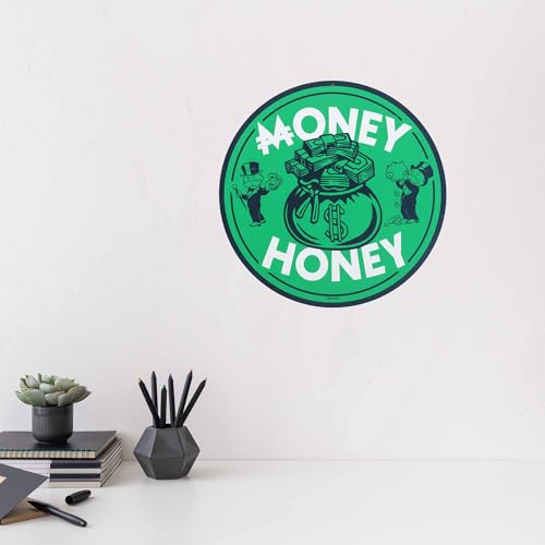 Hasbro Monopoly Money Honey Metal Wall Art | Fun Monopoly Sign for Game Room, Home Theater, or Office - color: Green