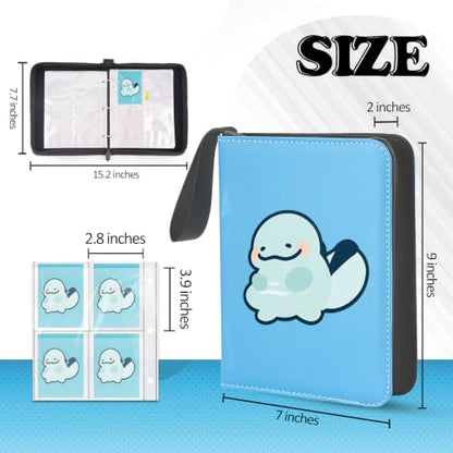 4 Pockets Trading Card Binder, 400 Card Holders with 50 Removable Sleeves, Portable Card Binder Album with zipper, Card holder Book for Game, Sport Collection (Light blue) - color: Light blue