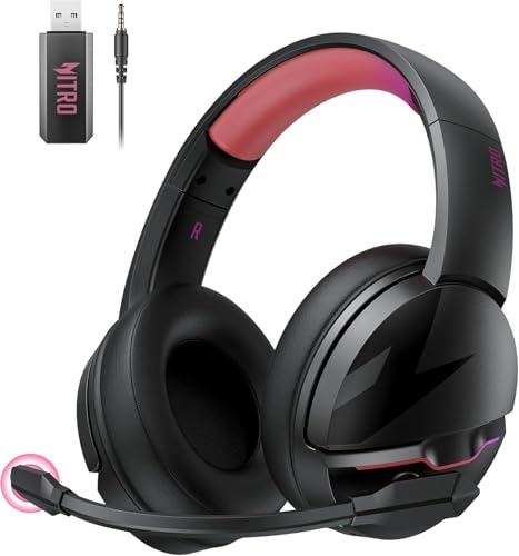 Acer Wireless Gaming Headset, PS5 Headset with 2.4GHz for Ps5, Ps4, PC, Switch, Bluetooth 5.3 + 100Hrs Gaming Headphones with Noise Canceling Mic for Laptop, Mobile, Mac, 50mm Drivers (Blackpink) - color: BlackPink