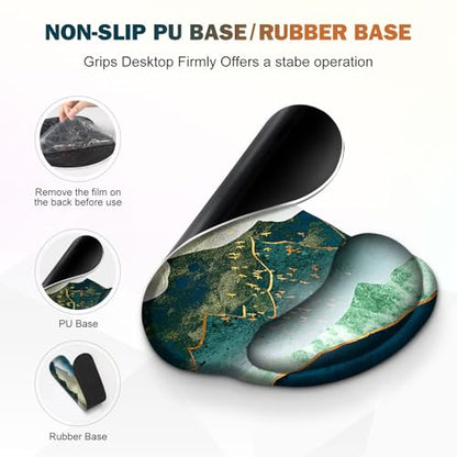 Gaming Mouse Pad, Large Desk Mat, Cute Desk Pad Protector, 4in1 XXL Mousepad +Keyboard Wrist Rest+Mouse Wrist Rest+Coaster Set with Ergonomic Desk Pad for Home Office Table Computer Green Mountain - color: Green Mountain