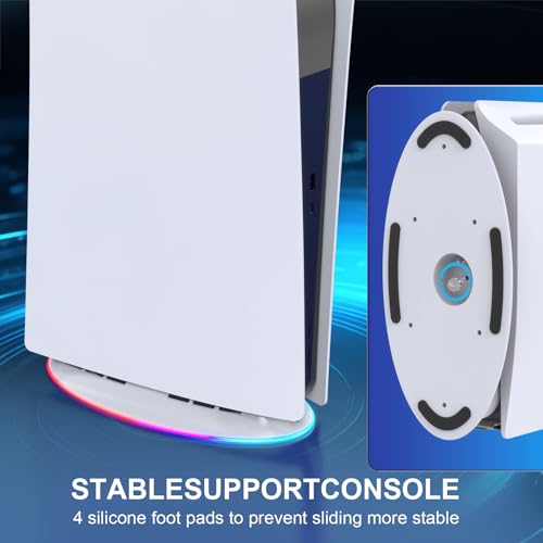 Cooling Fan Base Stand for PS5/PS5 Slim/PS5 Pro 2 Speed Fans Cooling Station with Control＆RGB Light DIY Decoration Game Console Cool Fan Accessories (Black)