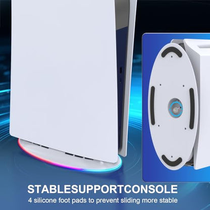 Cooling Fan Base Stand for PS5/PS5 Slim/PS5 Pro 2 Speed Fans Cooling Station with Control＆RGB Light DIY Decoration Game Console Cool Fan Accessories (Black)