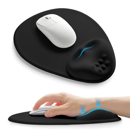 Palm-Rest and Wrist-Hugging Mouse Pad Wrist Rest, Ergonomic Wrist Support with Curve Fitting Cushioned Memory Foam for Carpal Tunnel Pain Relief, 9.9 x 8.3 Inch, Dark Night Black - color: Dark Night Black