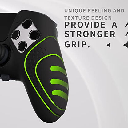 PlayVital Guardian Edition Anti-Slip Ergonomic Silicone Cover Case for ps5 Edge Controller, Soft Rubber Protector Skin for ps5 Edge Wireless Controller with Thumb Grip Caps - Black - color: Black