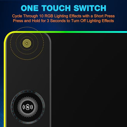 TARKARI Magnetic Wireless Charging RGB Mouse Pad, Large Gaming Desk Mat Waterproof, 31.5"x11.8" Black Mousepad, Ultra-Smooth Surface, Non-Slip Rubber Base, Desk Pad for Keyboard Laptop - color: Black