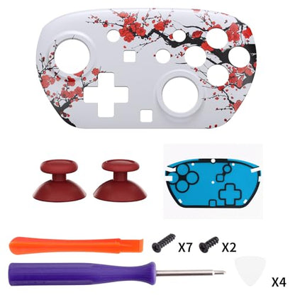 eXtremeRate DIY Replacement Faceplate Shell for Nintendo Switch 2 Pro Controller, Custom Front Housing Case, Thumbsticks and Screwdriver Tools for Switch 2 Pro Controller - Winter Blossom - color: Winter Blossom