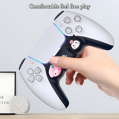 PERFECTSIGHT Cute Thumb Grip Caps for PS5 PS4 Xbox Series X/S Xbox One Switch PRO Controller Steam Deck 4PCS Soft Rubber 3D Thumbsticks Button Joystick Cover Set, Rabbit+Kitty+Dog - color: Multicoloured Sanlio