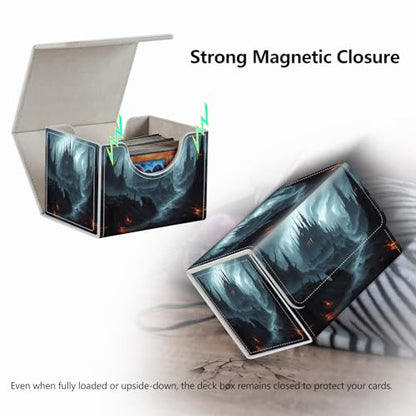 Strong Magnet for TCG MTG Commander Deck Box Playing Card Case Magic Deck Box Creative Pattern Trading Card Storage Box for Collectible Games, Mysterious and Magical Castle - color: Skeleton Red Flowers