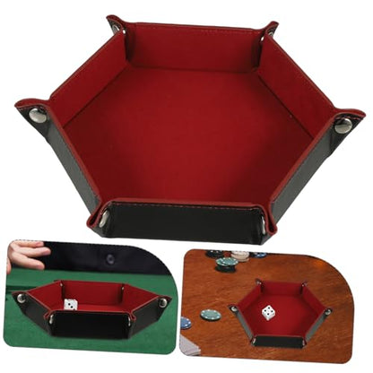 Vaguelly Tabletop Foldable Pu Dice Tray Dice Storage Holder for Games Stylish Deep Design Easy to Clean