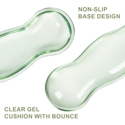 L-SPOUTTO Green Striped Mouse Pad Set,Scalloped XXL Desk Mat + Ergonomic Mouse Wrist Rest + Gel Keyboard Wrist Rest for Keyboard 65%/75%,3in1 Large Desk Pad for Desktop Home Office Computer Game - color: Green Striped
