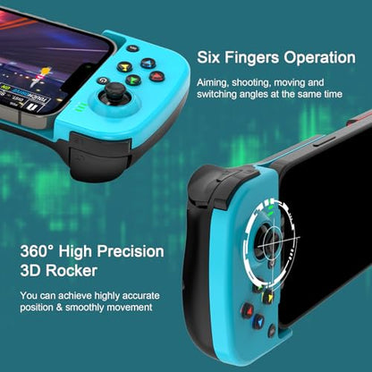 Joso Phone Controller for iPhone/Android Support Phone Case, Mobile Gaming Controller with Ergonomic Design - Wireless Gamepad for Cloud Gaming & PS Remote Play - color: Blue+Red