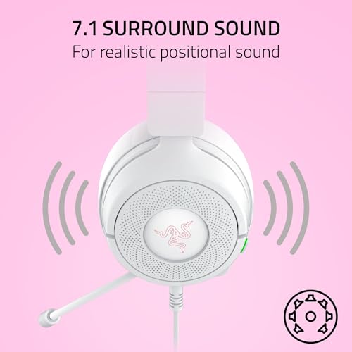 Razer Kraken Kitty V3 X Wired Gaming Headset, Kitty Ears, White | HyperClear Cardioid Mic, 40 mm Drivers, 7.1 Surround Sound, Comfy Ear Cushions, Cross-Platform via 3.5mm PC, PS5, Xbox - color: Mercury White