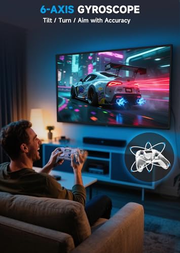AOC Interactive Screen PC Controller — Wireless Controller Compatible with PC/Switch/Switch 2/iOS/Android, Hall Effect Joystick & Triggers, RGB Lighting, Adjustable Vibration/Turbo, 1000mAh Battery(Matte White) - color: White