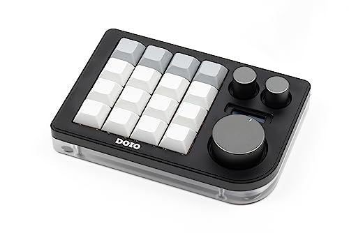 KEEBMONKEY Megalodon Triple Knob Macro Pad Programmable Designer Mini Keyboard 16 Keys (Black) - color: Black