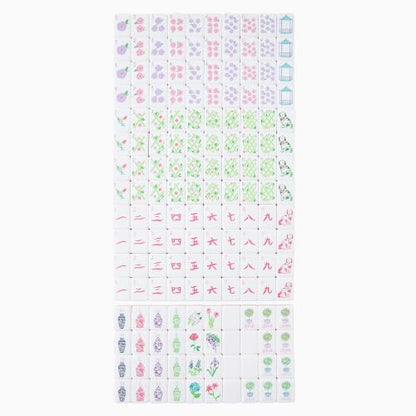Mahjong Tiles Set, 4-Layer American Mahjong Tiles with 50 Chips,3 Dice & Blue Printed Carrying Bag Case, 160 Pcs Mahjong Sets with Acrylic Engraving for Home, Travel & Game Nights - color: Floral