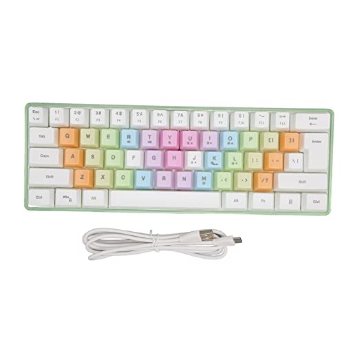 61 Keys Mechanical Gaming Keyboard RGB Backlit Compact 60 Percent Wired Keyboard with Colorful Keycaps for PC, Office Amp,Gaming Portable Mini Keyboard with Optical Switches (White) - color: White
