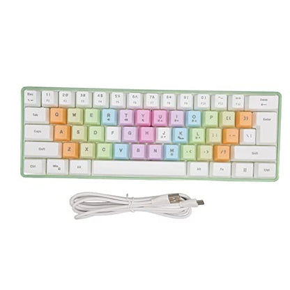 61 Keys Mechanical Gaming Keyboard RGB Backlit Compact 60 Percent Wired Keyboard with Colorful Keycaps for PC, Office Amp,Gaming Portable Mini Keyboard with Optical Switches (White) - color: White