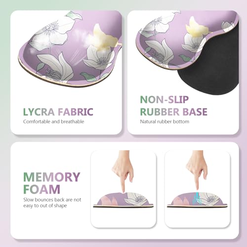 AIMSA Flower Desk Mat, Purple Mouse Pad with Wrist Rest Set, XXL Mousepad+Keyboard Wrist Rest+Mouse Pad Wrist Support+Coaster for Home Office Accessories - color: Purple Flowers
