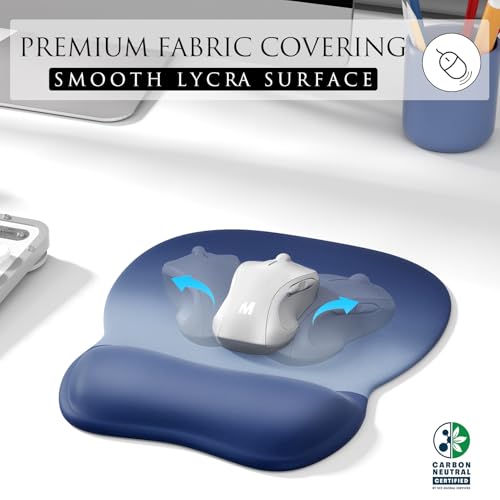 MROCO Ergonomic Mouse Pad with Gel Wrist Rest, 9.4 x 8.1 in, Blue Gradient | Ergonomic Shape Design, Multiple Pattern Options, Gel Wrist Comfort, Smooth Lycra Surface, Non-Slip PU Base - color: Blue Gradient