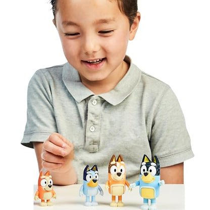 Bluey Family Figure 4-Pack, Poseable Toys with Bingo & Bandit | Movable arms & legs, portable size for on-the-go play; toddler figurine toys for kids ages 3+, thoughtful gift - style: Bluey & Family