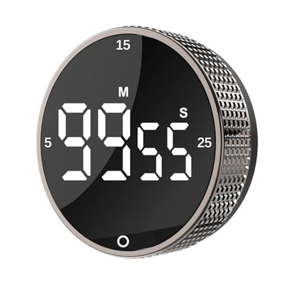 Digital Kitchen Timer - Magnetic Countdown Count Up Clock with Large LED Display, 5/15/25 Min Presets, 3 Volume Levels, Rotary Dial for Cooking, Productivity, Classroom, Fitness (1, Tarnish) - color: Tarnish