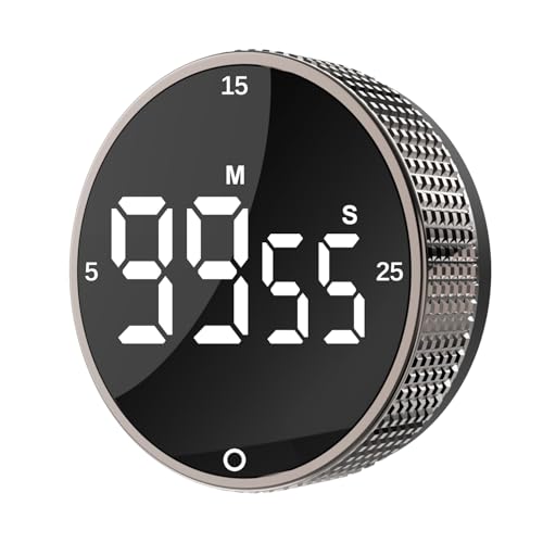 Digital Kitchen Timer - Magnetic Countdown Count Up Clock with Large LED Display, 5/15/25 Min Presets, 3 Volume Levels, Rotary Dial for Cooking, Productivity, Classroom, Fitness (1, Tarnish) - color: Tarnish