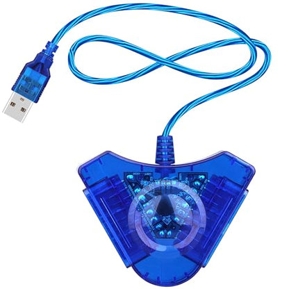 OSTENT Dual USB Adapter Converter Cable Cord for Sony PlayStation 1/2 PS One PSX Wired Controller Gamepad Joystick to PC Laptop