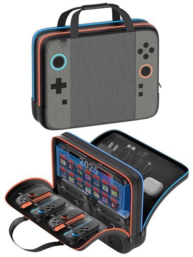Switch 2 Bag,Switch 2 Travel Case for Nintendo 2 Console & OLED - Hard Shell Protective Storage Bag Carrying Case for Pro Controller, Dock, Joycon, Charger, Cables,14 Game Card Slots, Accessories - size: Large
