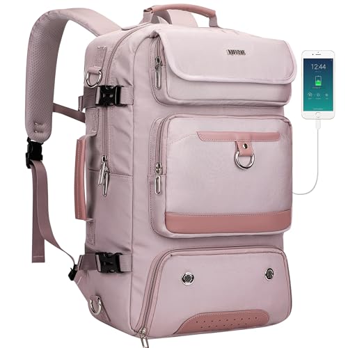 PIJUSHI Carry on Travel Backpack for Women with Shoe Compartment Fits 16“ | 3-In-1 Convertible Duffel/Shoulder Bag with USB Port, Anti-Theft Pocket for Daily, Weekend Trip, PE039 Light Purple - color: Light Purple