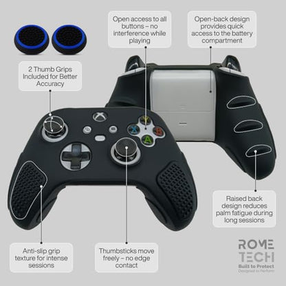 for Xbox Controller Series X/S (2024/2023) Silicone Protective Cover, Soft Skin Xbox Controller Accessories, Anti-Slip Cover with 2 Joystick Caps - Black - color: Black