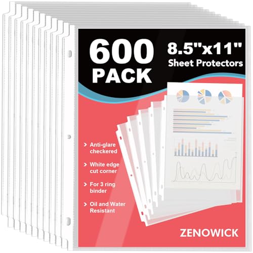 600 Pack Sheet Protectors 8.5 x 11 inch Clear Page Protectors for 3 Ring Binder, Plastic Sleeves for Papers, Document - size: 600Pack