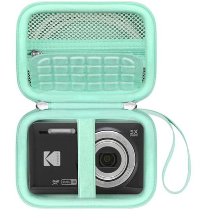 Canboc Hard Case for KODAK PIXPRO FZ55/ FZ45/ FZ43/ FZ53 16MP Digital Camera, Vlogging Camera Bag, Zipper Mesh Pocket fit Cable, SD Card, Mint Green (Case Only) - color: T-Mint Green