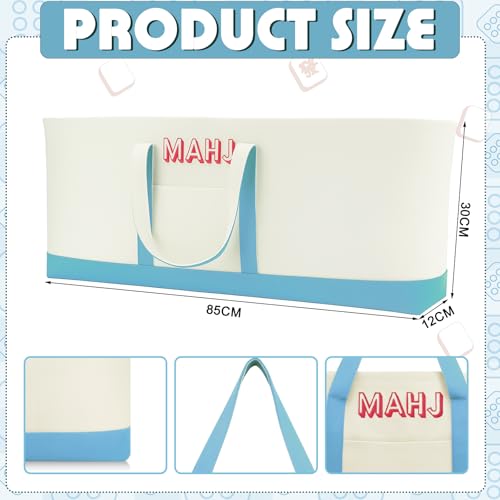 Mahjong Bag for Tiles and Racks Empty American Mahjong Tiles Carrying Tote 31.5 x 12 x 4 Inches Canvas Tile Games Accessories Gifts for Card Pushers Rack Mat Carrying (Case Only) (Blue) - color: Blue