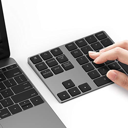 Bluetooth Number Pad, Lekvey Aluminum Rechargeable Wireless Numeric Keypad Slim 34-Keys External Numpad Keyboard Data Entry Compatible for Macbook, MacBook Air/Pro, iMac Windows Laptop Surface Pro etc - color: Bluetooth - Black