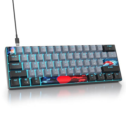 60% Mechanical Keyboard Black and Grey, Compact Gaming RGB Backlit, 61 Keys Mini, USB Wired for Windows Mac Laptop PC (61 Dolch/Red Switches) - color: 61 Dolch/Red Switch
