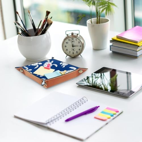 Dice Trays Turtles Blue Holder Storage Box for Dice Games Like RPG DND, Leather Dice Holder Portable Folding Rolling Dice Tray, 16x16cm - color: Multi 4