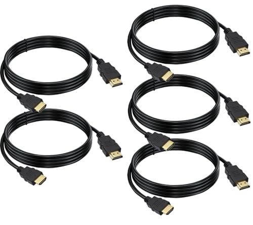 HDMI Cable 6 FT 5-Pack, 4K HDMI TV Cable 6FT, Shielded HDMI 2.0 CL3 Rated Cord for Smart Monitor with Streaming TV, 4K, 1080P@144Hz,ARC & CL3 Rated | for Laptop, Monitor, PS5, PS4, Xbox, Soundbar - size: 6FT