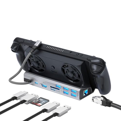 YCE 13-in-1 Dual Fan Steam Deck Dock Suitable Valve Steam Deck & OLED/Switch & 2 / Asus ROG Ally & X/Lenovo Legion Go & S & 2/MSI Claw,Nintendo Switch 2 Dock,Steam Deck Accessories,Docking Station - color: 13-in-1 Dual Cooling Fan