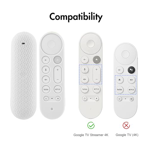 LEFXMOPHY for Google TV Streamer 4K 2024 Remote Case Silicone Cover Protective Glove - Snow White - color: WHITE