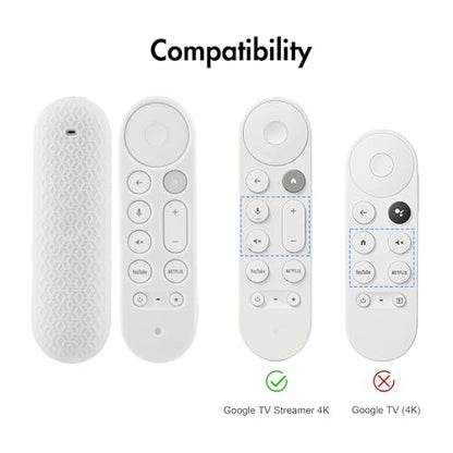 LEFXMOPHY for Google TV Streamer 4K 2024 Remote Case Silicone Cover Protective Glove - Snow White - color: WHITE