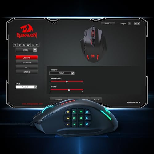 Redragon M908 Wired MMO RGB Gaming Mouse 12400 DPI Remapping Keys | Stable Lag-Free Connection, Redefine Keybinding Macro, Vibing Backlight, Ergonomic Grip Body Comfort - color: Black, style: Wired M908