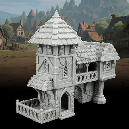 AUSPDICE Tudor Style Village Home, 25mm Unpainted Medieval RPG Terrain | 1:64 High-Detail Fantasy Building for DND, Dungeons and Dragons, Tabletop Scenery, TTRPG Campaigns, Wargames-AF1124C - color: Af1124c Medieval Village C