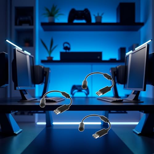 3Pcs Black for USB Breakaway PC Cable Cord Adapter Converter for Xbox 360 Controller Xbox 360 Cables