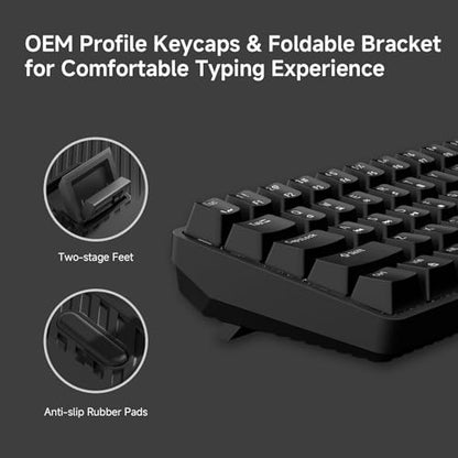 TMKB 60% Mechanical Gaming Keyboard, Red Linear Switch, Wired, Black | LED Backlight, Anti-Ghosting, Detachable USB-C, Double-Shot Keycaps, 61 Keys - style: Black