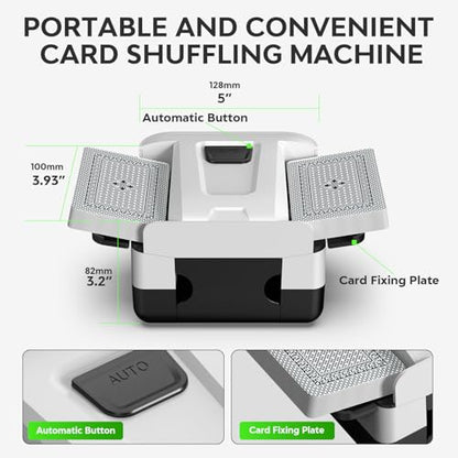 Automatic Card Shuffler,Rechargeable Card Shuffler for 1-2 Decks | Portable Shuffler Machine, Ideal for Card Games, Perfect for Home Game Nights, Travel & Gatherings, with Storage Bag