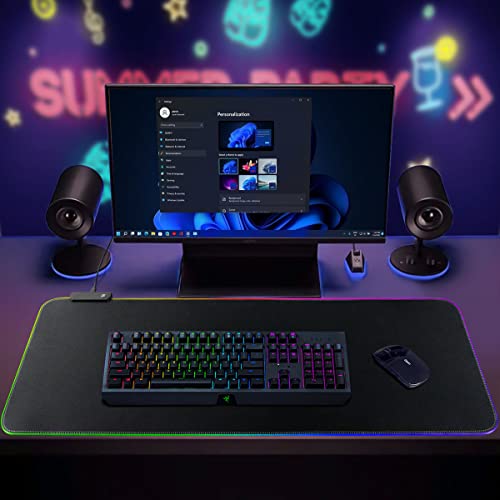Qisan RGB Large Gaming Mouse Pad with Nonslip Base-31.5 x 11.8 Inch | Soft LED Extended Mousepad Keyboard Pad Desk Pad with Anti-Slip Rubber Base | Large Desk Mat for Keyboard and Mouse-RGB - color: Black | RGB