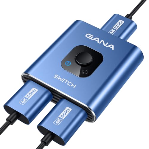 HDMI Switch 4k@60hz Splitter, GANA Aluminum Bidirectional HDMI Switcher 2 in 1 Out, Manual HDMI Hub Supports HD Compatible with Xbox PS5/4/3 Blu-Ray Player Fire Stick Roku - color: Midnight Blue (No Cable)