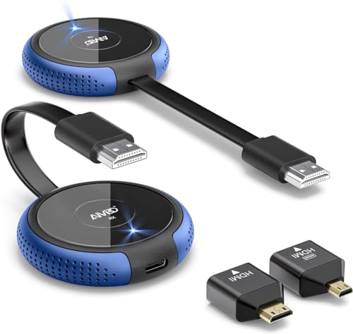 TIMBOOTECH Wireless HDMI Transmitter and Receiver 4K, Casting Media Video/Audio/File HDMI Wireless Extender 5G Kit for Laptop, Camera, Cable Box, Netfix, PS5, Phone to Monitor, Projector, HDTV 165FT - color: Blue