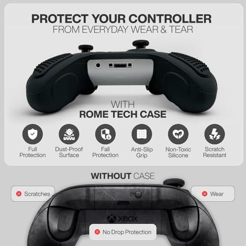 for Xbox Controller Series X/S (2024/2023) Silicone Protective Cover, Soft Skin Xbox Controller Accessories, Anti-Slip Cover with 2 Joystick Caps - Black - color: Black