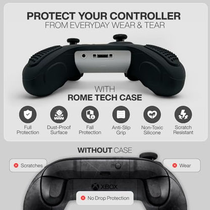 for Xbox Controller Series X/S (2024/2023) Silicone Protective Cover, Soft Skin Xbox Controller Accessories, Anti-Slip Cover with 2 Joystick Caps - Black - color: Black